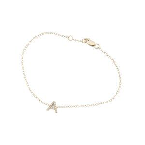 DIAMOND GUILD Gold/A Made In India 14kt Gold Petite Diamond Initial Bracelet